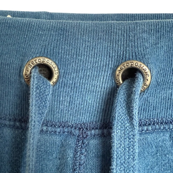 Aeropostale Y2K Capri Sweatpants Women XS Blue Low Rise Raised Logo Loungewear - Picture 2 of 5